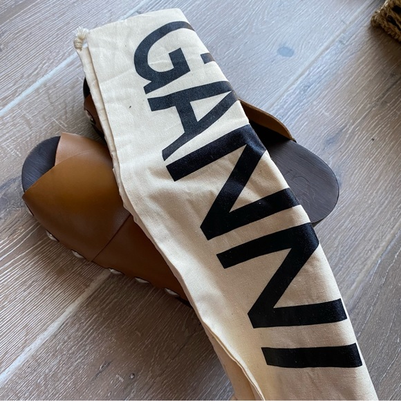 Ganni Brown Open Toe Studded Clog - Leather - Picture 11 of 13